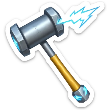 medieval hammer with lightning infused sticker