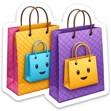 2 beautiful shopping bag with details sticker