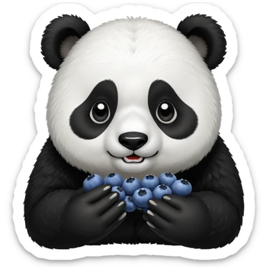 Panda bear eating blueberries sticker