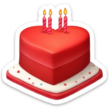 Red heart shaped birthday cake sticker