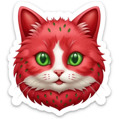 I want a cute cat with strawberries fur sticker