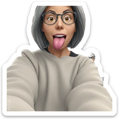 girl with glasses sticking tongue out sticker