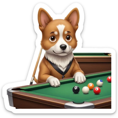 dog playing billiards sticker