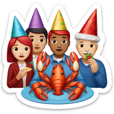 Too many people eating lobster at a family party sticker