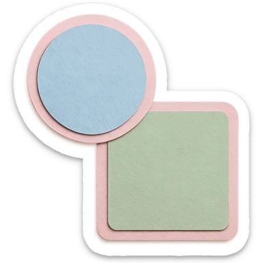 soft pastel simple geometric shapes circle and square stickers with a pink border sticker