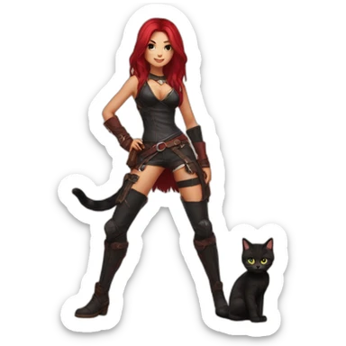 Katarina posing legs and kitten sticker