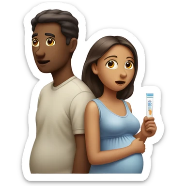 couple looking at pregnancy test sticker
