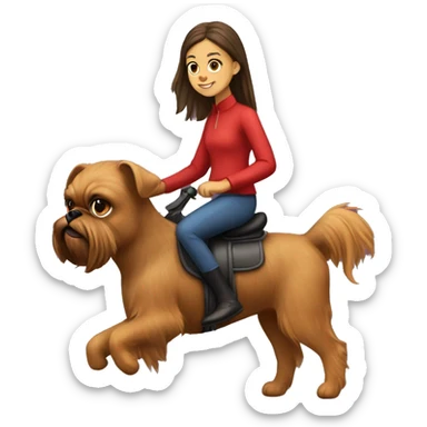 Girl riding on a Brussels griffon  sticker