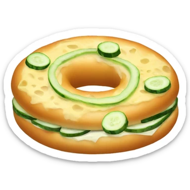A bagel with cheese and cucumber  sticker