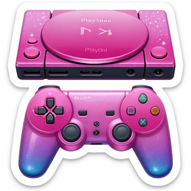 Pink ombre PlayStation console with glitter sticker