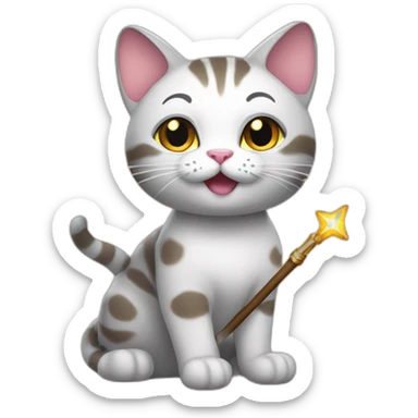 Cat with a wand sticker
