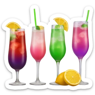 Drink purple green red yellow pink cocktail sticker
