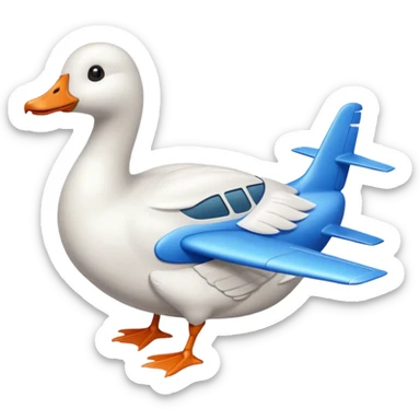 A goose with plane body sticker