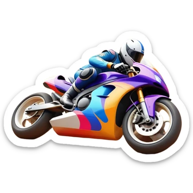 A sleek racing car and motorcycle speeding on a track, leaving a trail of dust behind. The scene captures the thrill of high-speed competition, with blurred motion and vibrant colors, highlighting the dynamic energy of motorsport. sticker