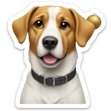 Dog on top of Christmas tree sticker