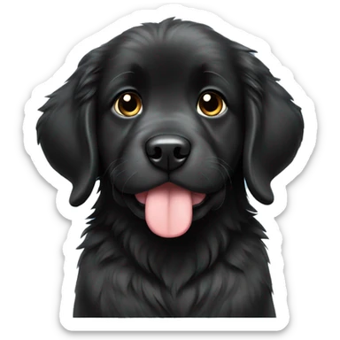 Black newfoundland  puppy wearing birthday hat  sticker