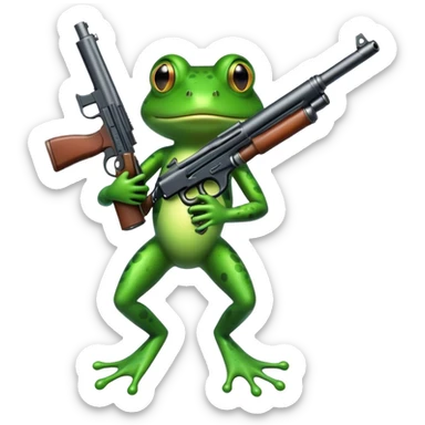 frog holding a gun sticker