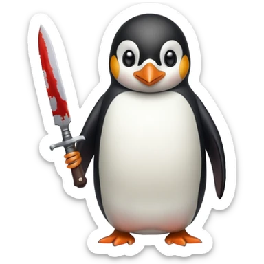 Pinguin with bloody knife sticker