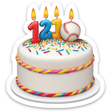 birthday cake with softball sticker