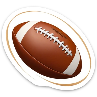 Cinematic Realistic image of a rugby ball in mid-action, with dynamic motion blur and finely rendered leather textures, set against a sunlit, energetic field that underscores its robust athleticism sticker