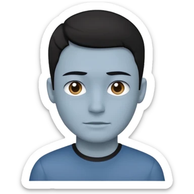 blue grey skin man, wear black shirt sticker