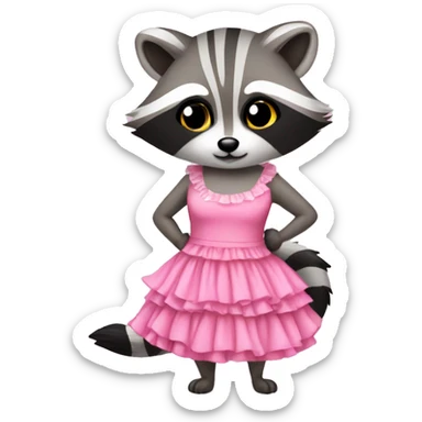Raccoon wearing pink frilly dress sticker