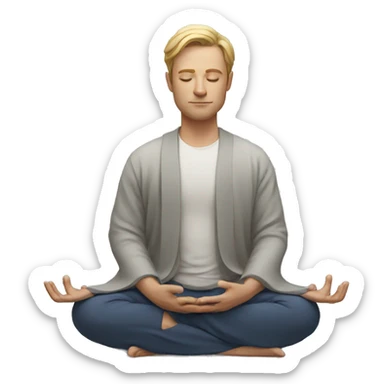 white man meditating sticker
