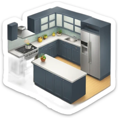 kitchen in the apartment isometric sticker