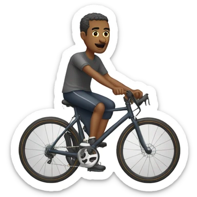 man cycling in trousers and t shirt on a flat handle bar bike  sticker
