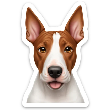red headed girl with brindle english bull terrier  sticker