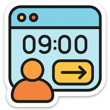app icon with a digital timecard and user silhouette, representing sign-in/out, modern icon style sticker