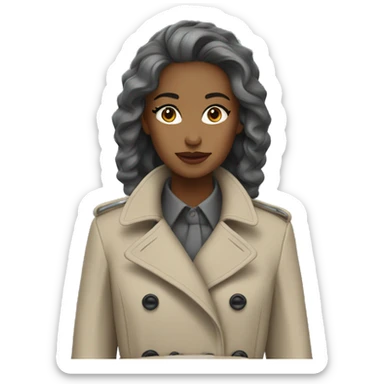 Cute beige grey trench coat sticker
