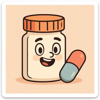 medication icon, simple, clear, suitable for app or website, flat toon style sticker