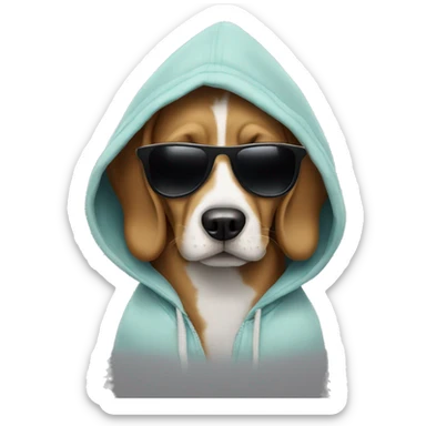 dog wearing sunglasses and hoodie sticker