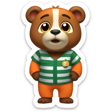 tom nook in an orange jail jumpsuit  sticker