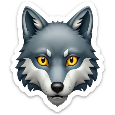 Black and white wolf face shadow emoji sticker