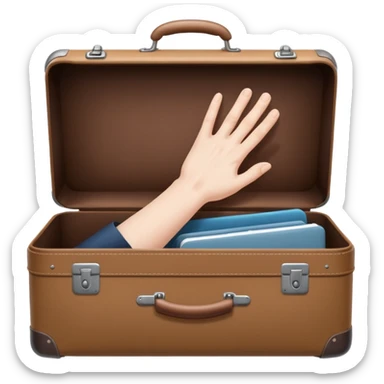 Suitcase with a hand sticking out sticker