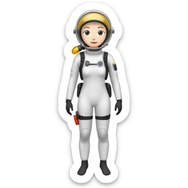 woman diver full body white diver suit
 sticker