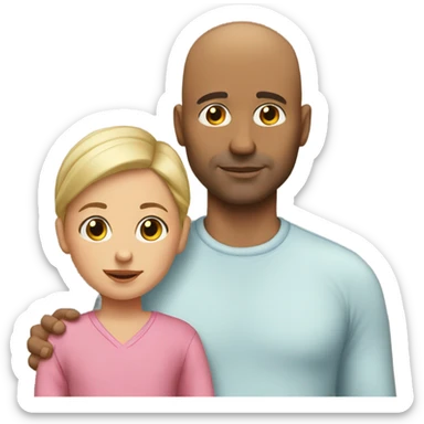 bald dad with daughter  sticker
