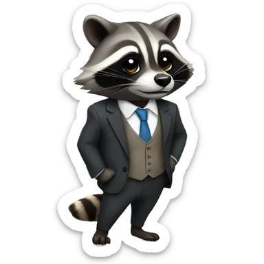raccoon in a suit sticker