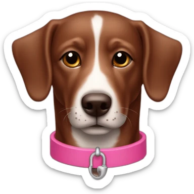 Perro salchicha de color marron con collar rosa y en su dije que diga “Luli” sticker