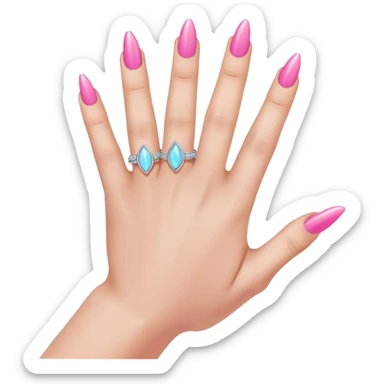 Un doigt qui pointe vers la droite on voit uniquement la main qui porte du vernis rose et des bagues aux doigt qui pointe une direction  sticker