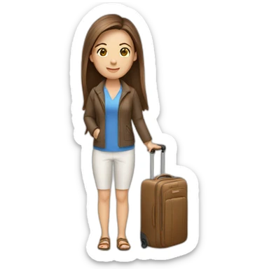 travel guide girl, brown straight hair sticker