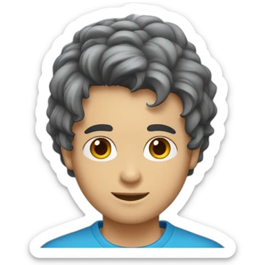 Un jeune homme avec les cheveux couper dégradé bas et teinture bleu étoile. sticker