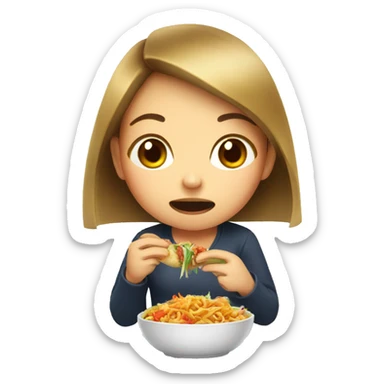 girl eating bad Thai food  sticker