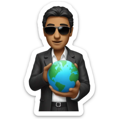 Tony Montana sunglasses the globe in his hands sticker