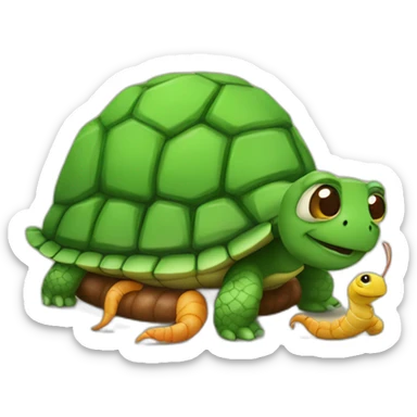 Turtle on top of a worm sticker