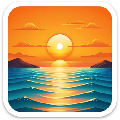 sunset over ocean sticker