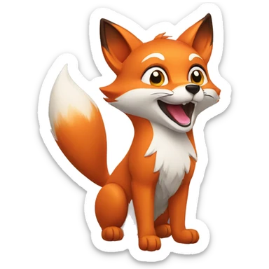 fox greeting with waving paws sticker