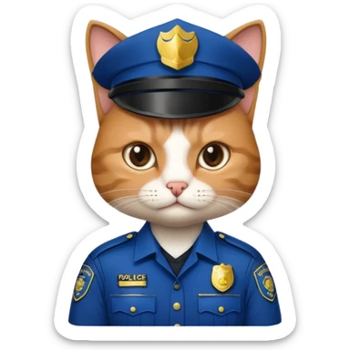 cat police officer sticker